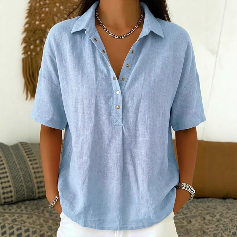 Women's Casual Short Sleeve V-Neck Shirt