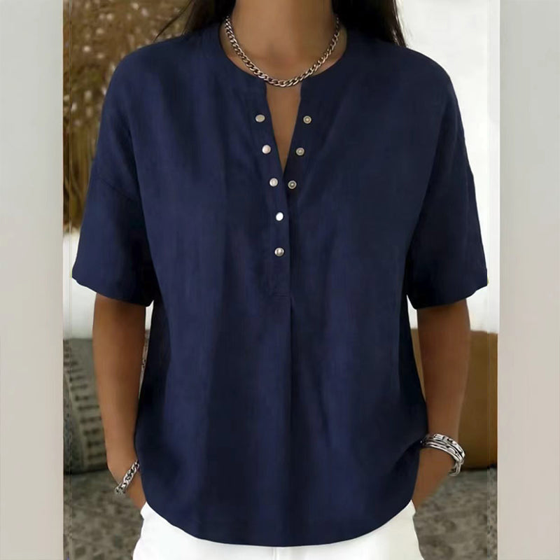 Women's Casual Short Sleeve V-Neck Shirt