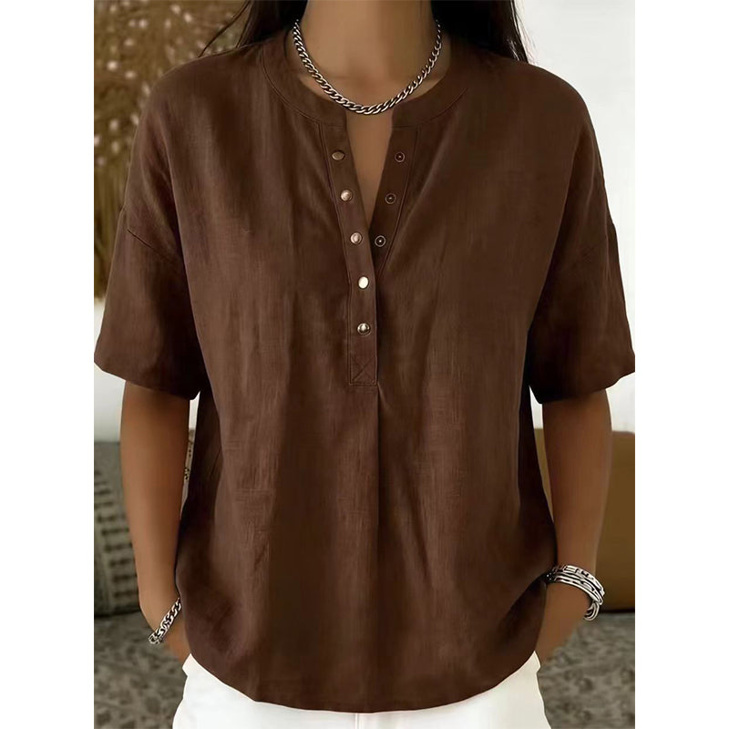 Women's Casual Short Sleeve V-Neck Shirt