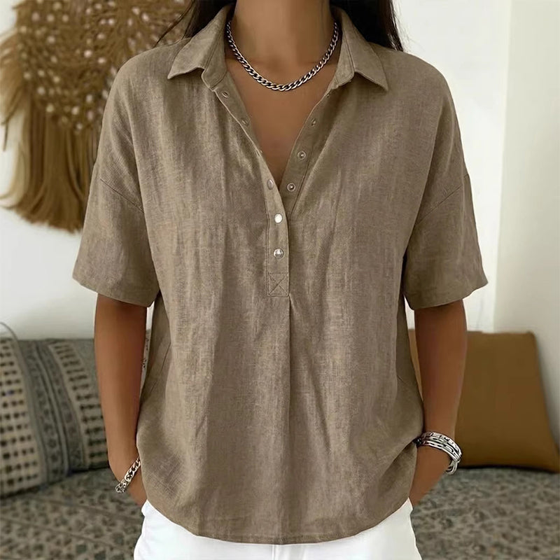 Women's Casual Short Sleeve V-Neck Shirt