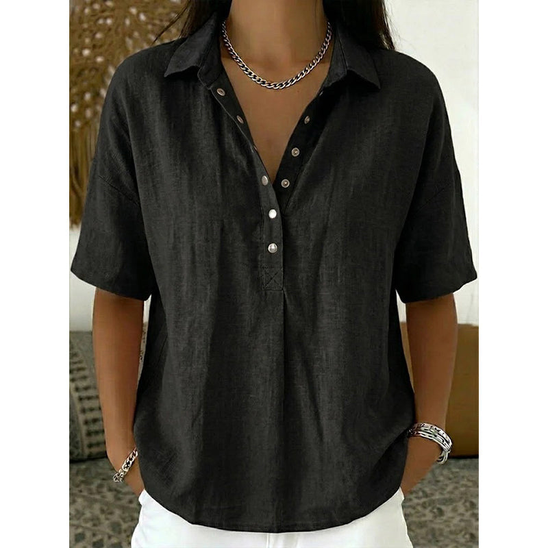 Women's Casual Short Sleeve V-Neck Shirt