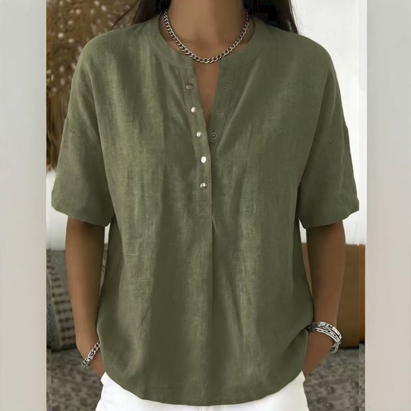 Women's Casual Short Sleeve V-Neck Shirt