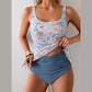 Women's High-Waist Floral Tankini Swimsuit