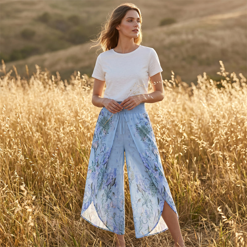 Women's Floral Print High-Waist Wide-Leg Pants