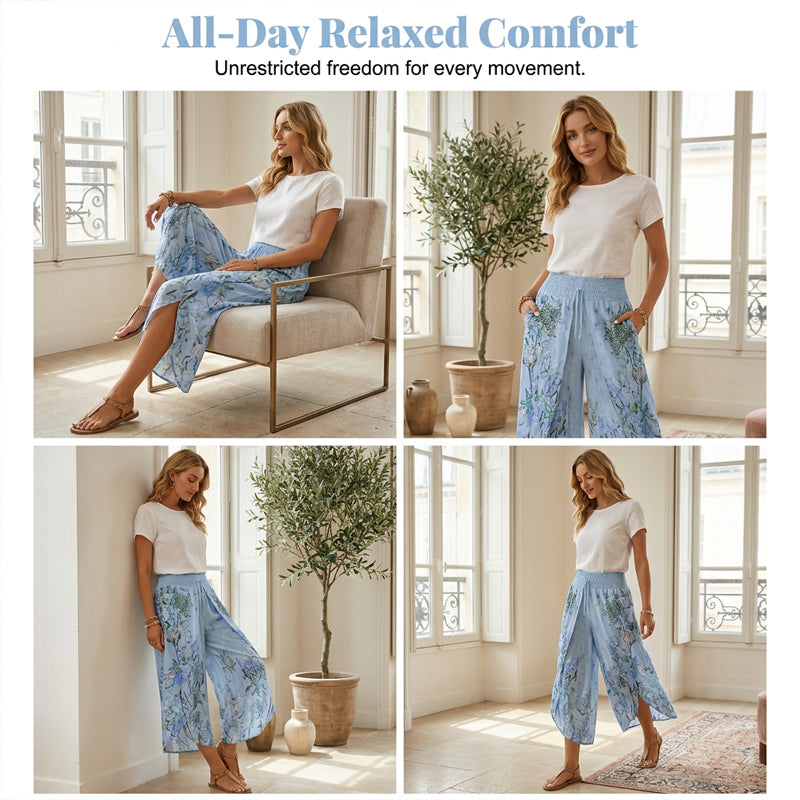 Women's Floral Print High-Waist Wide-Leg Pants