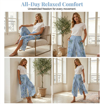 Women's Floral Print High-Waist Wide-Leg Pants