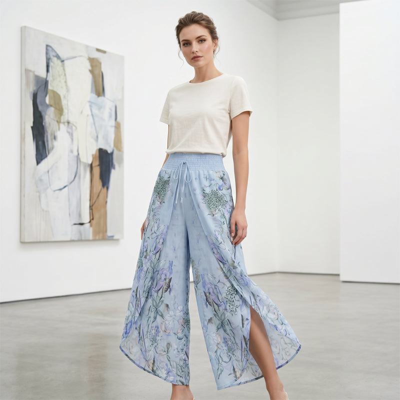 Women's Floral Print High-Waist Wide-Leg Pants