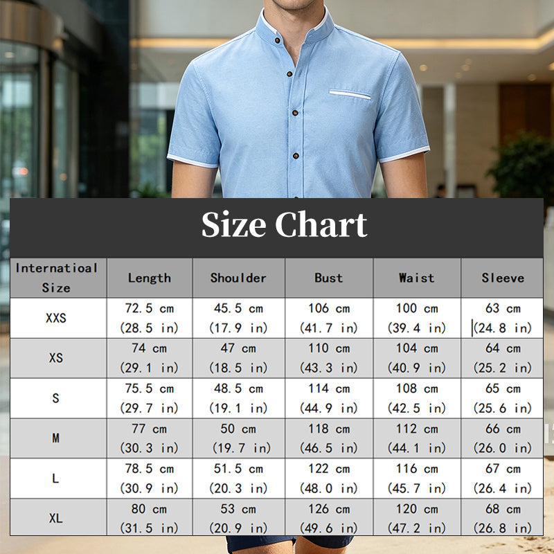 Men's Short-Sleeve Stand-Up Collar Shirt