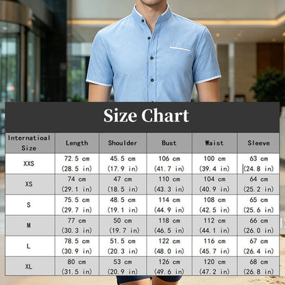 Men's Short-Sleeve Stand-Up Collar Shirt