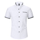 Men's Short-Sleeve Stand-Up Collar Shirt