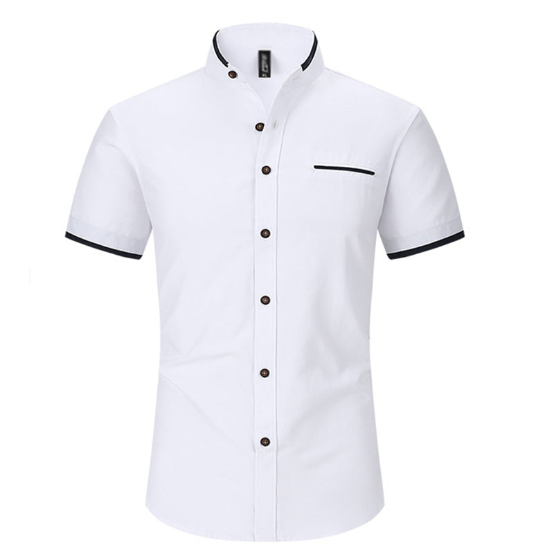Men's Short-Sleeve Stand-Up Collar Shirt