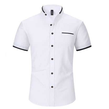 Men's Short-Sleeve Stand-Up Collar Shirt