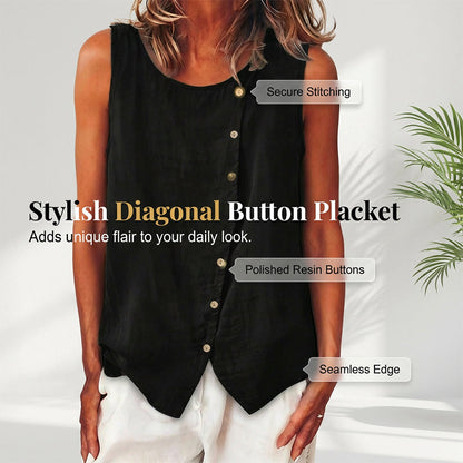 Summer Loose Fit Button-Up Tunic Vest