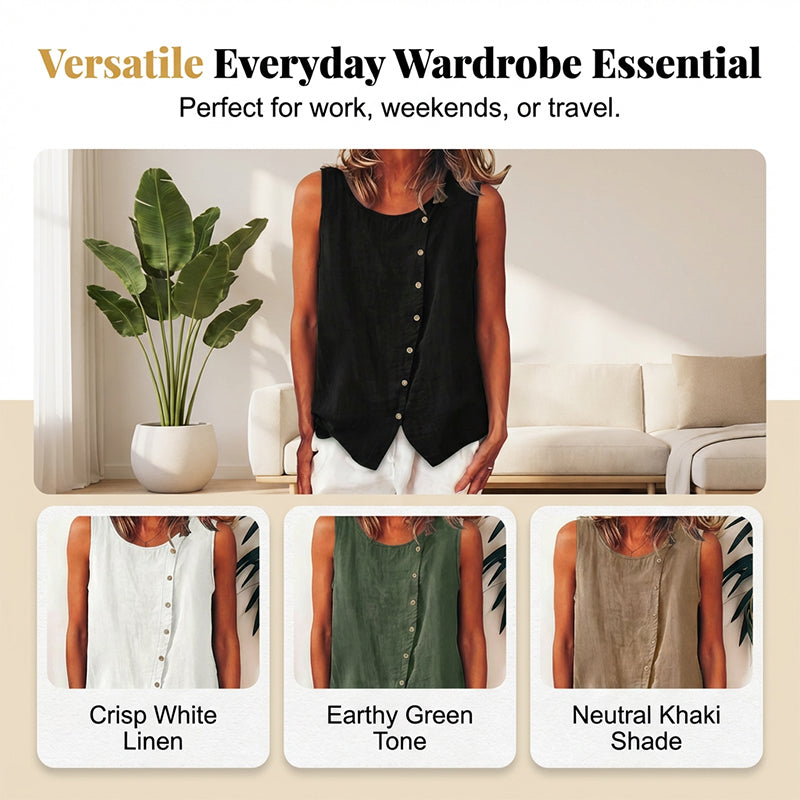 Summer Loose Fit Button-Up Tunic Vest