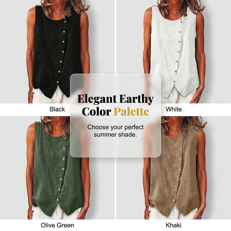 Summer Loose Fit Button-Up Tunic Vest