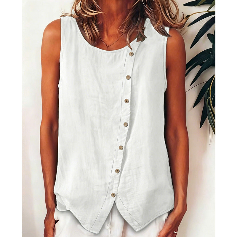 Summer Loose Fit Button-Up Tunic Vest
