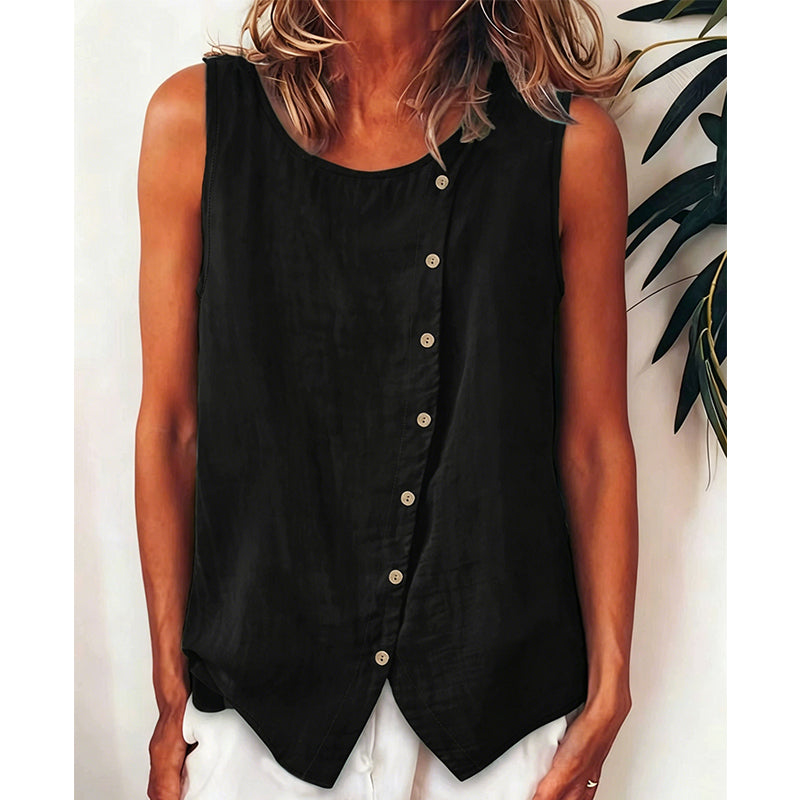 Summer Loose Fit Button-Up Tunic Vest