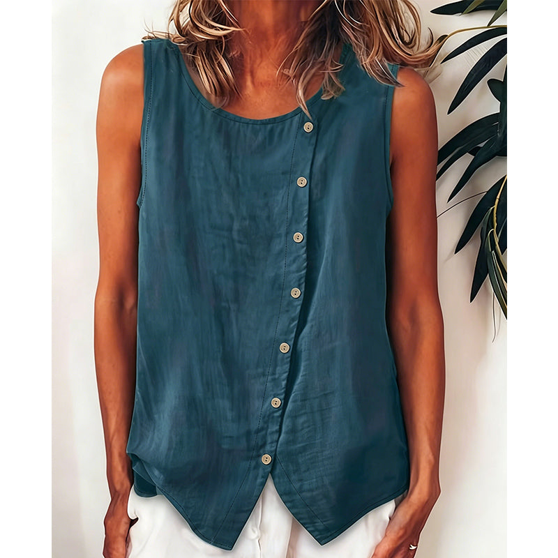 Summer Loose Fit Button-Up Tunic Vest