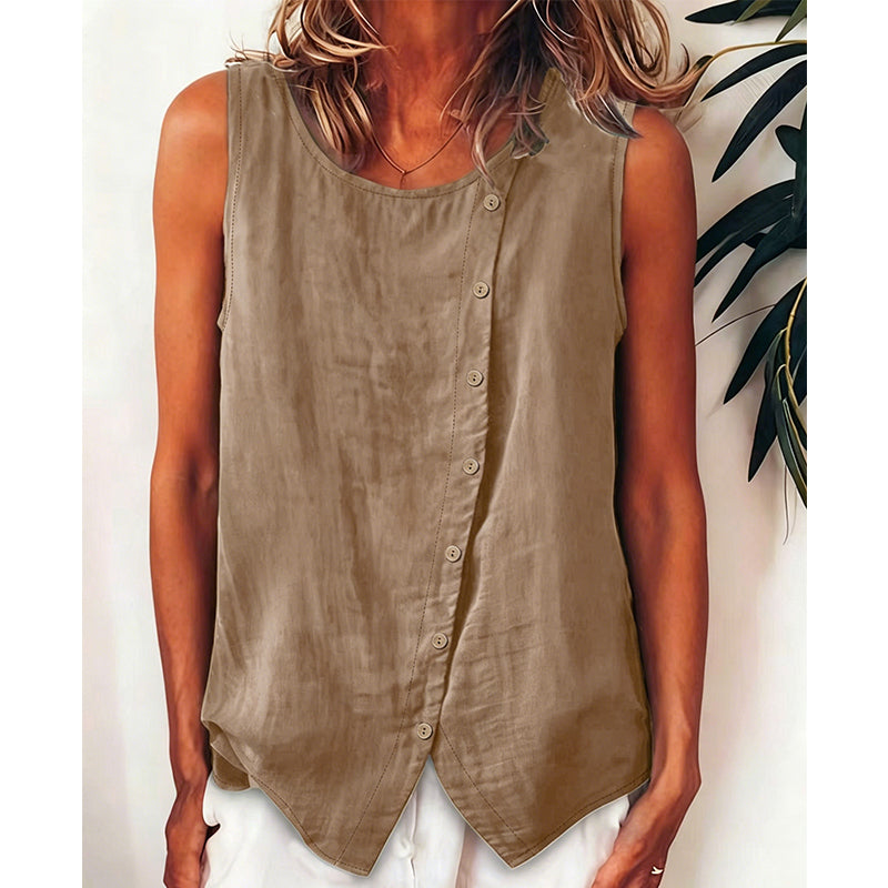 Summer Loose Fit Button-Up Tunic Vest