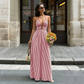 Women's Striped Halter Neck Maxi Dress