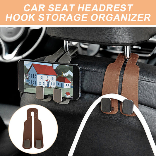 📢📢50% OFF !! ⏰🚗Car Headrest Hook Organizer – Holds bags & groceries. No rolling around, keeps seats tidy. Easy clip-on. 👛✨