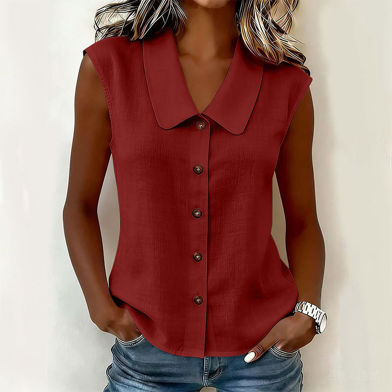 Women’s V-Neck Button-Down Top