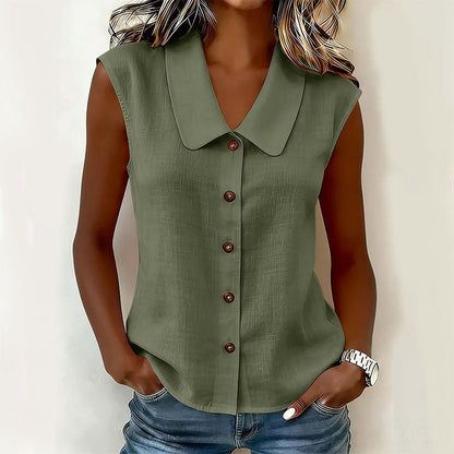 Women’s V-Neck Button-Down Top