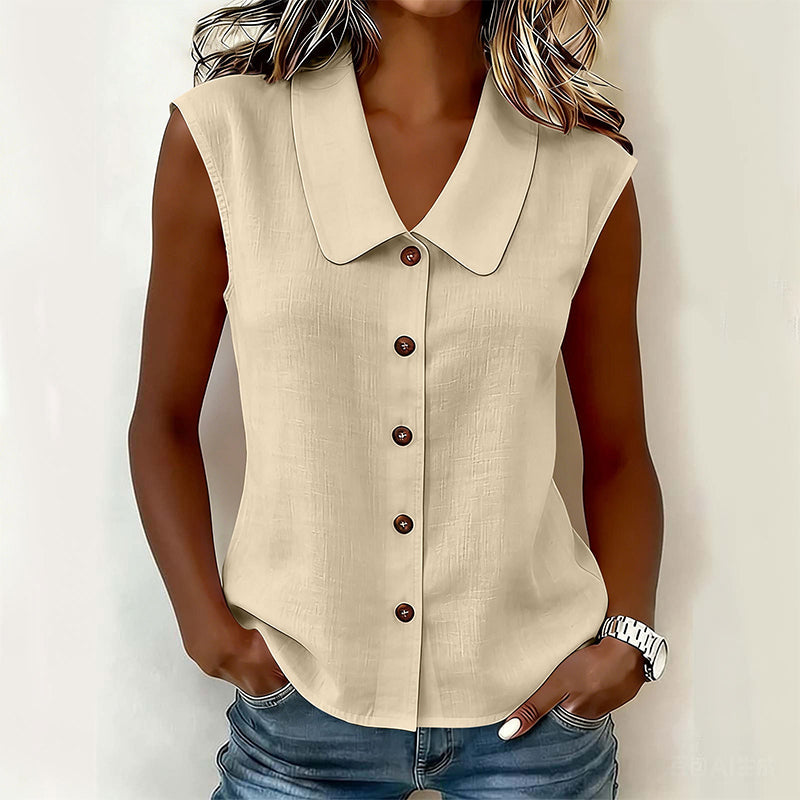 Women’s V-Neck Button-Down Top