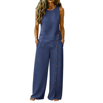 👕 LIMITED-TIME 50% OFF! ✨ Women's Casual Sleeveless Top and Wide-Leg Trousers Set