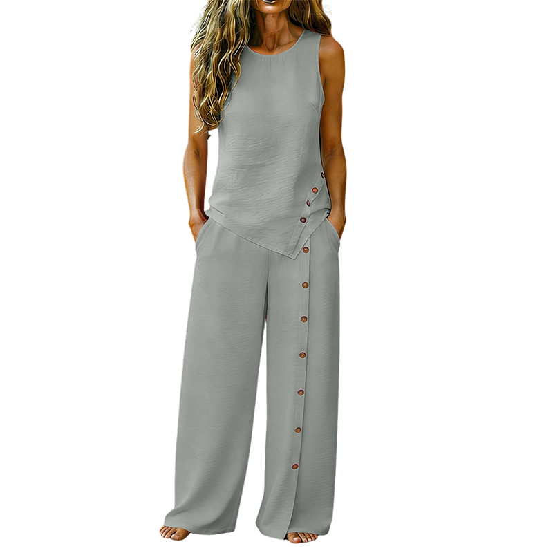 👕 LIMITED-TIME 50% OFF! ✨ Women's Casual Sleeveless Top and Wide-Leg Trousers Set
