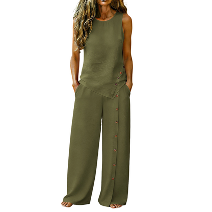 👕 LIMITED-TIME 50% OFF! ✨ Women's Casual Sleeveless Top and Wide-Leg Trousers Set