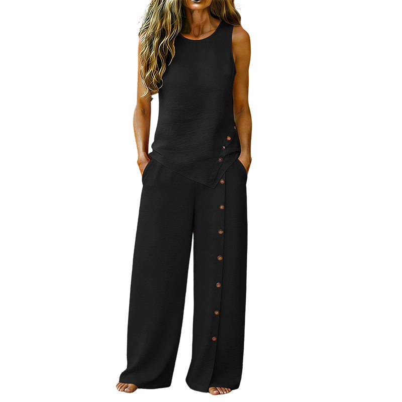 👕 LIMITED-TIME 50% OFF! ✨ Women's Casual Sleeveless Top and Wide-Leg Trousers Set