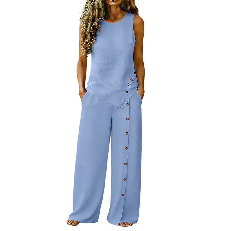 👕 LIMITED-TIME 50% OFF! ✨ Women's Casual Sleeveless Top and Wide-Leg Trousers Set