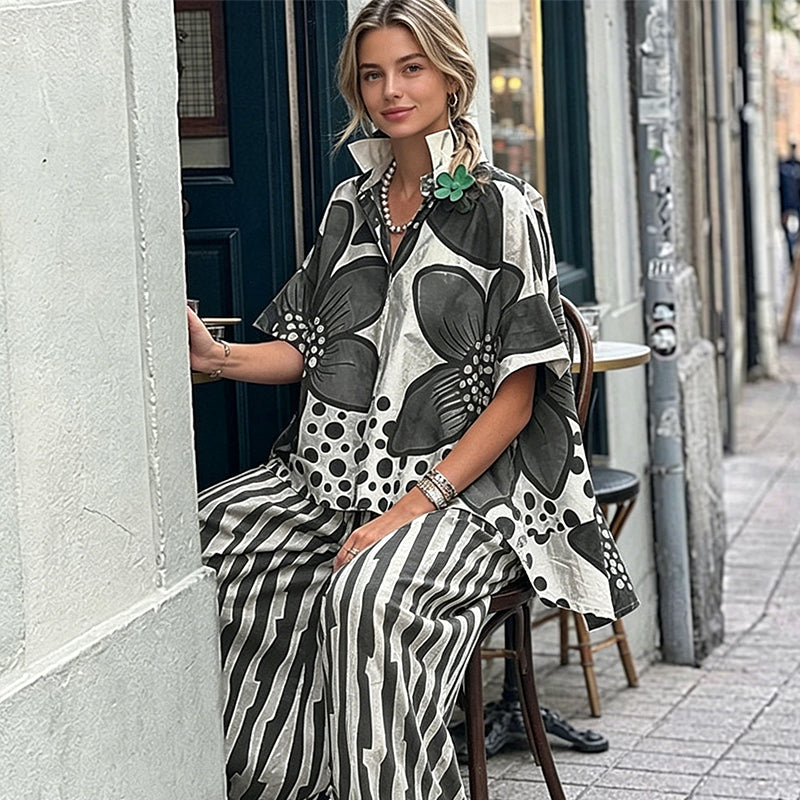 Women's Print Top & Pants 2-Piece Set