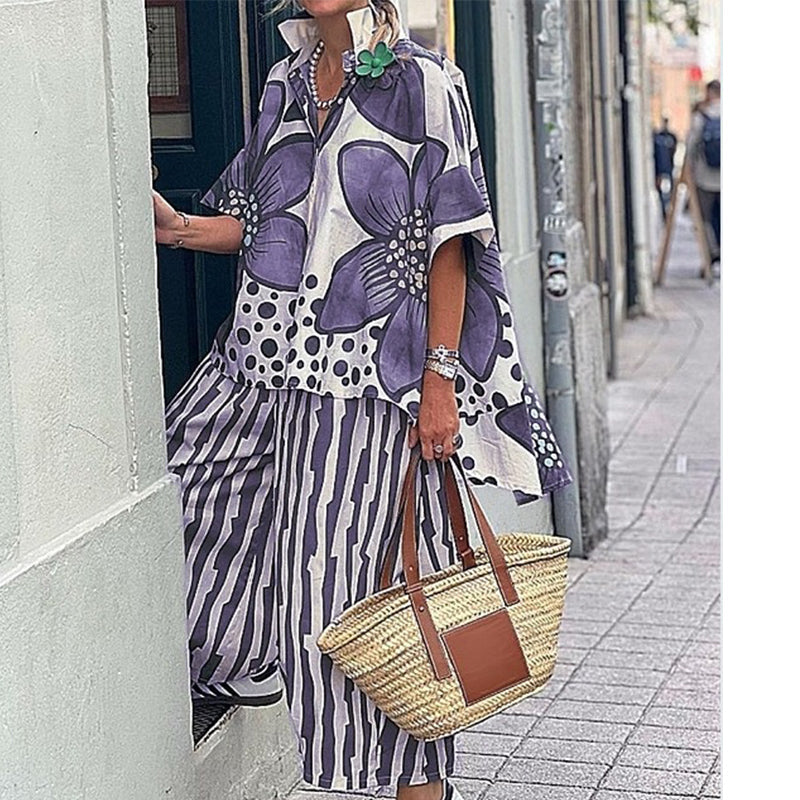 Women's Print Top & Pants 2-Piece Set