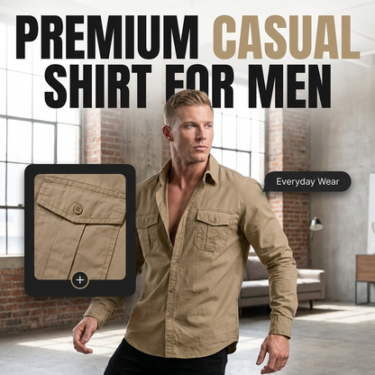 Men's Casual Long Sleeve Shirt with Pockets
