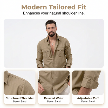 Men's Casual Long Sleeve Shirt with Pockets