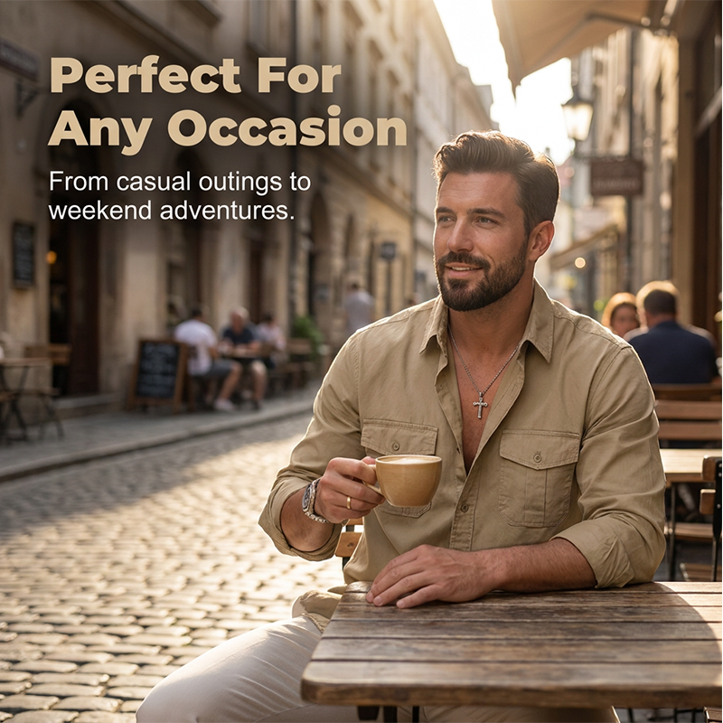 Men's Casual Long Sleeve Shirt with Pockets