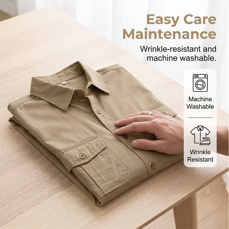 Men's Casual Long Sleeve Shirt with Pockets