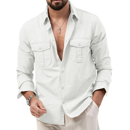 Men's Casual Long Sleeve Shirt with Pockets