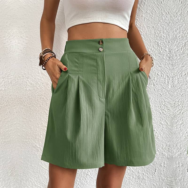 Women's Summer High-Waist Wide-Leg Short Pants