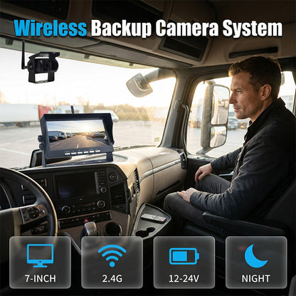 🥳50K+ SOLD! 🚛📹 7″ Wireless Backup Camera System – Stable 2.4G signal, 12V‑24V. Perfect for trucks & RVs. 🛡️✨