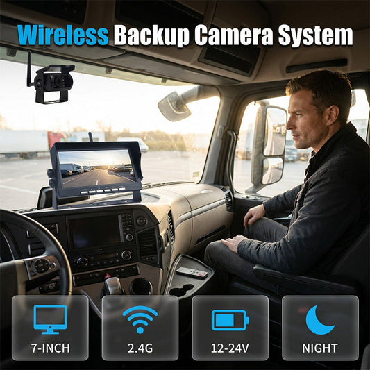 🥳50K+ SOLD! 🚛📹 7″ Wireless Backup Camera System – Stable 2.4G signal, 12V‑24V. Perfect for trucks & RVs. 🛡️✨