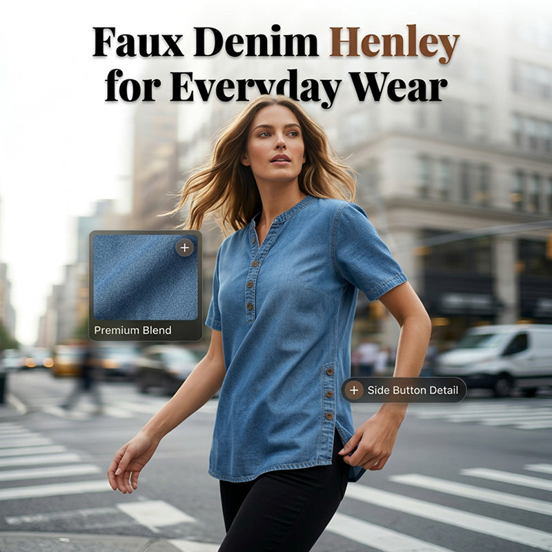 Women's Breathable Casual Denim Look Top