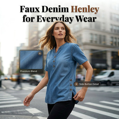 Women's Breathable Casual Denim Look Top