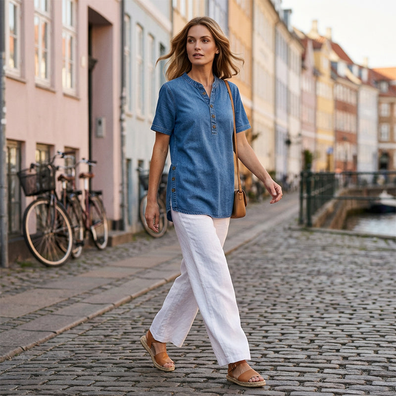 Women's Breathable Casual Denim Look Top