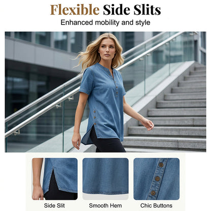 Women's Breathable Casual Denim Look Top