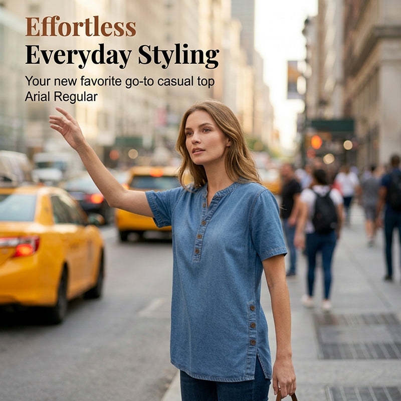 Women's Breathable Casual Denim Look Top