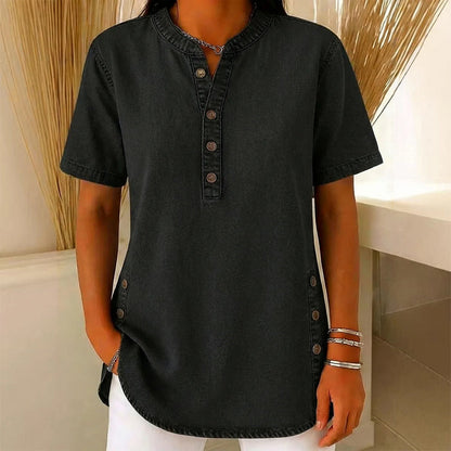 Women's Breathable Casual Denim Look Top
