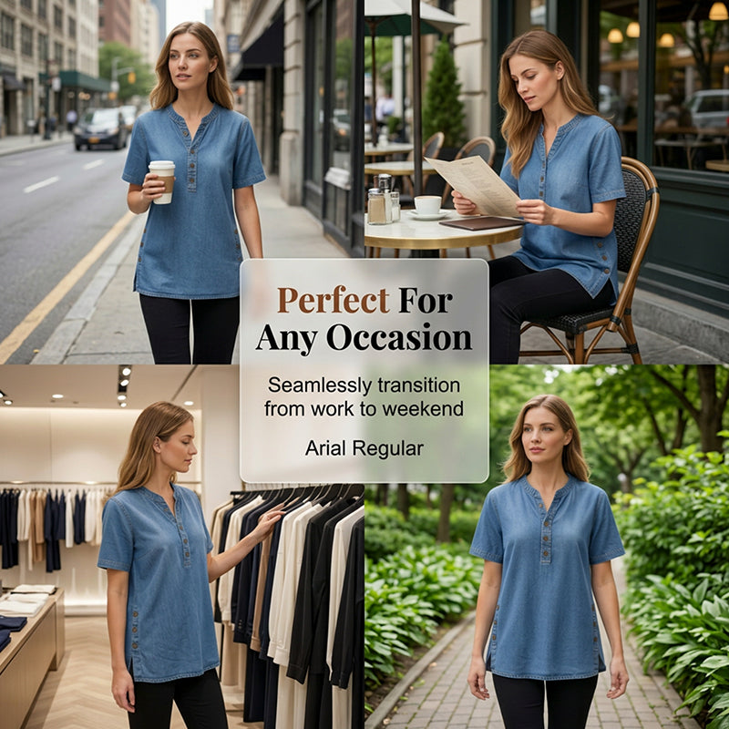 Women's Breathable Casual Denim Look Top